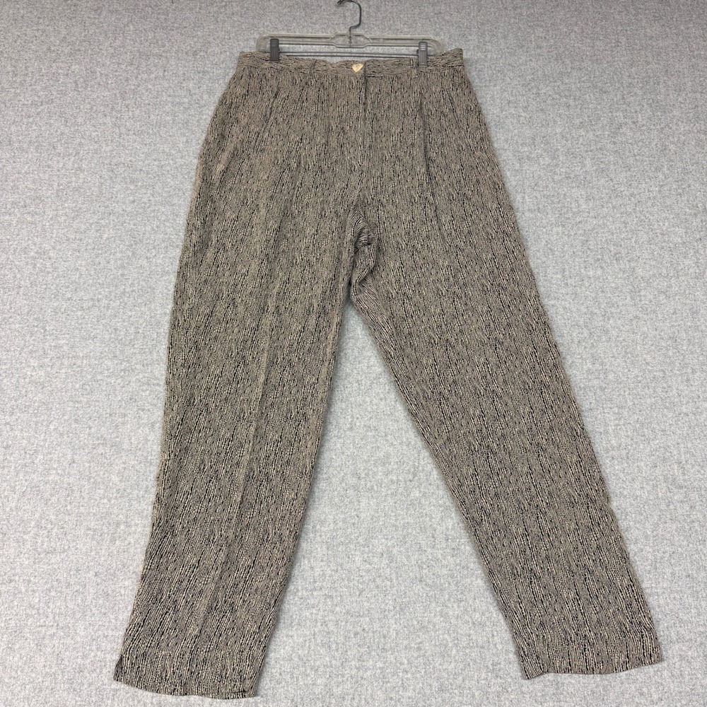 Max & Mabel Trousers XL Tan Black Textured High Rise Straight Leg Side Pockets